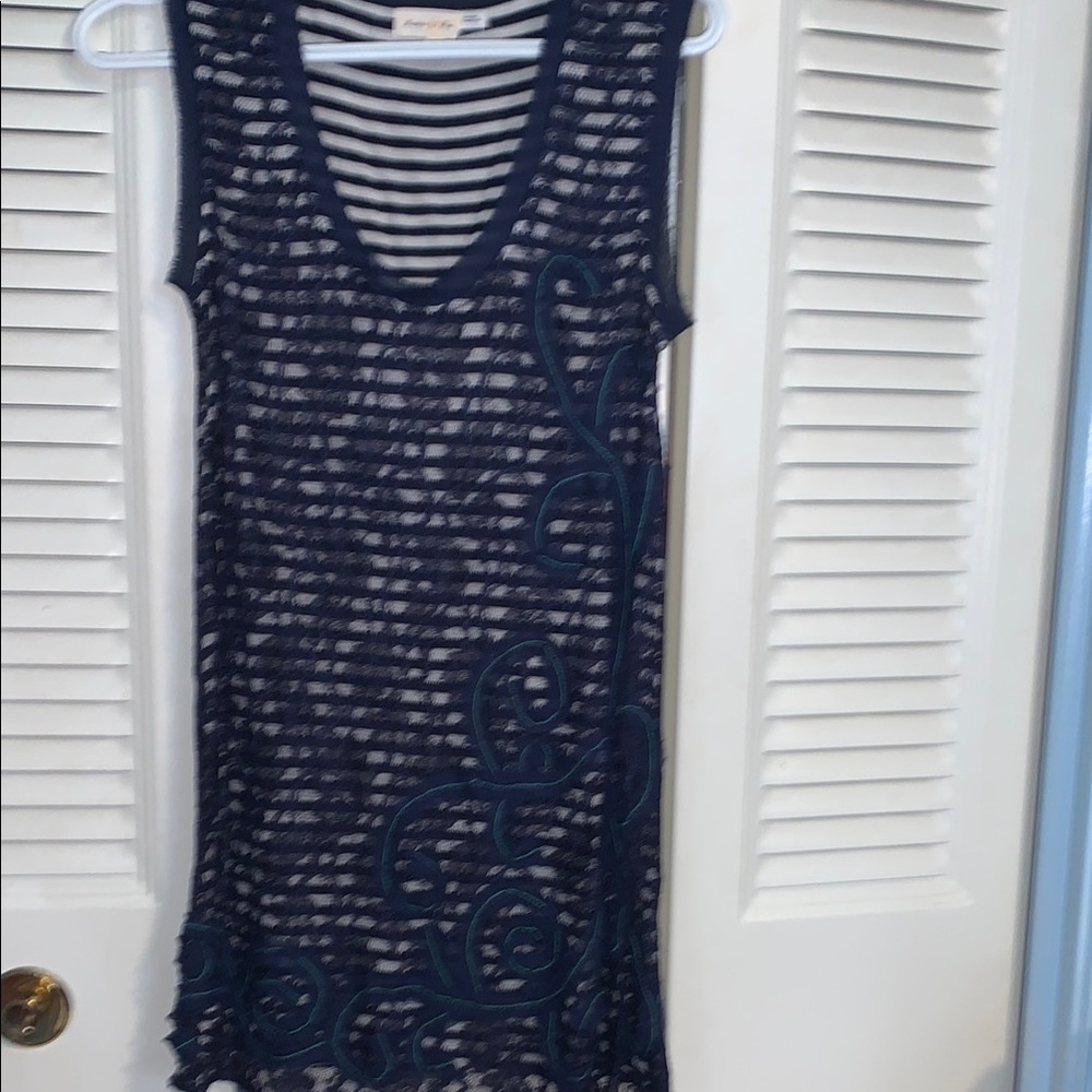 Meadow Rue Navy and White Lace Blouse